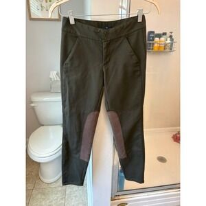 Gap Womens Olive Green Equestrian Riding Pants Faux Suede Knee Patch Stretch 0